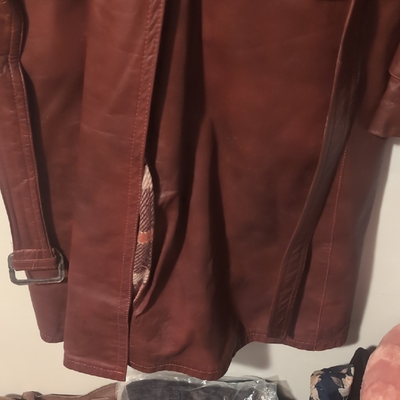 Men's Brown Vintage Leather Trench Coat By Victoria Leather - Picture 14 of 14